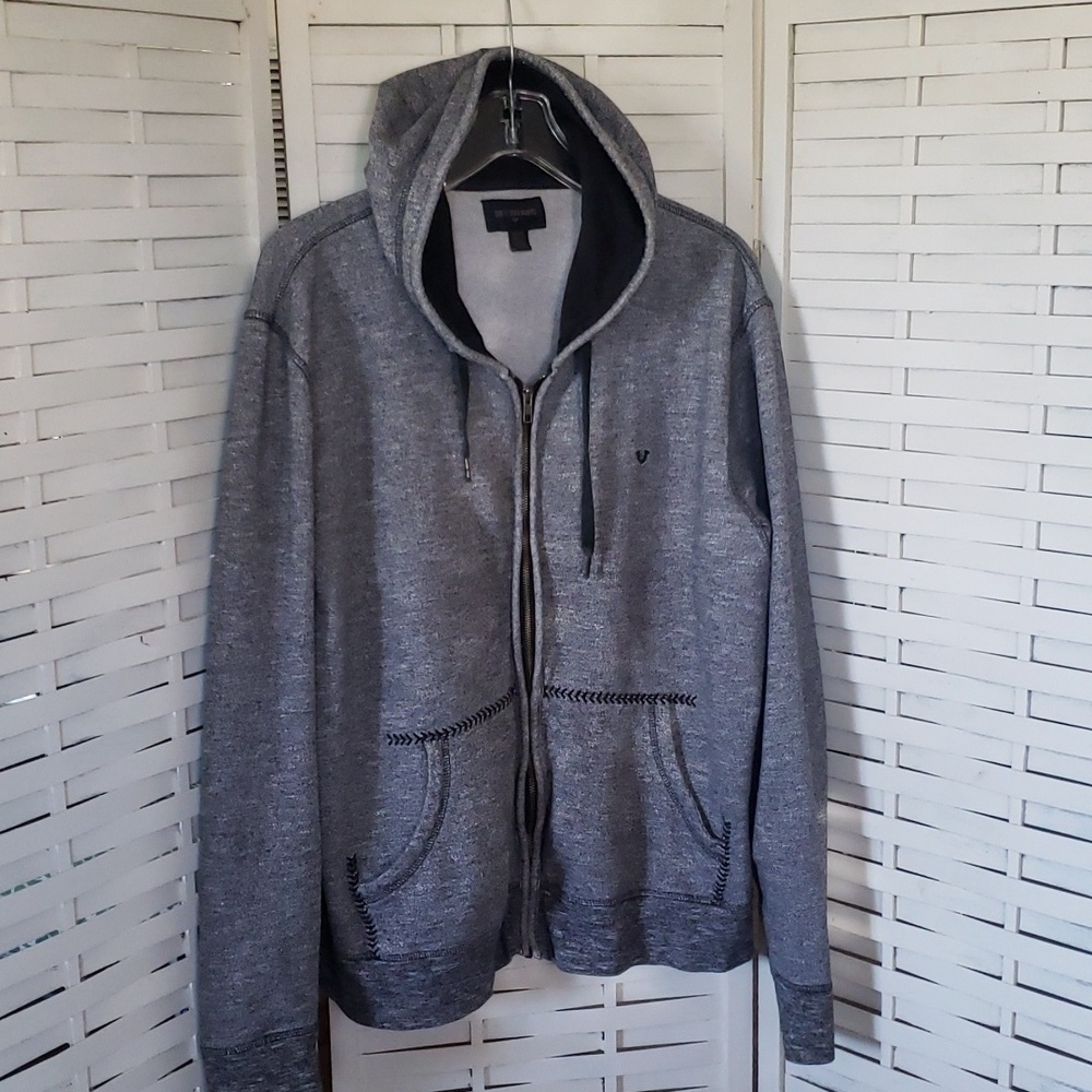True Religion gray mens full zip casual hoodie sweatshirt size XL